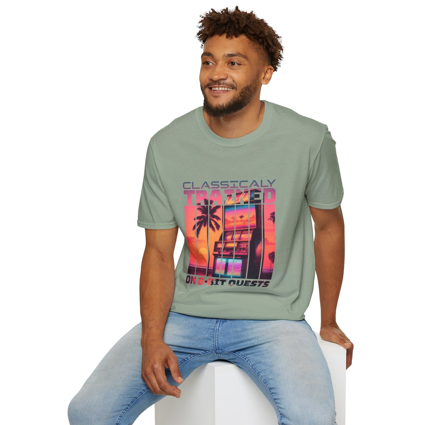 Synthwave Retro Classically Trained on 8-Bit Quests Arcade T-Shirt