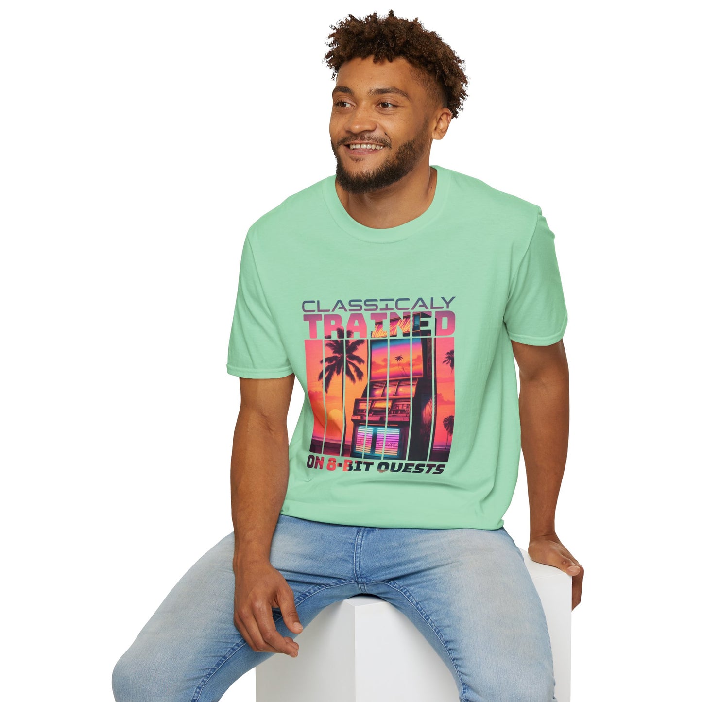 Synthwave Retro Classically Trained on 8-Bit Quests Arcade T-Shirt