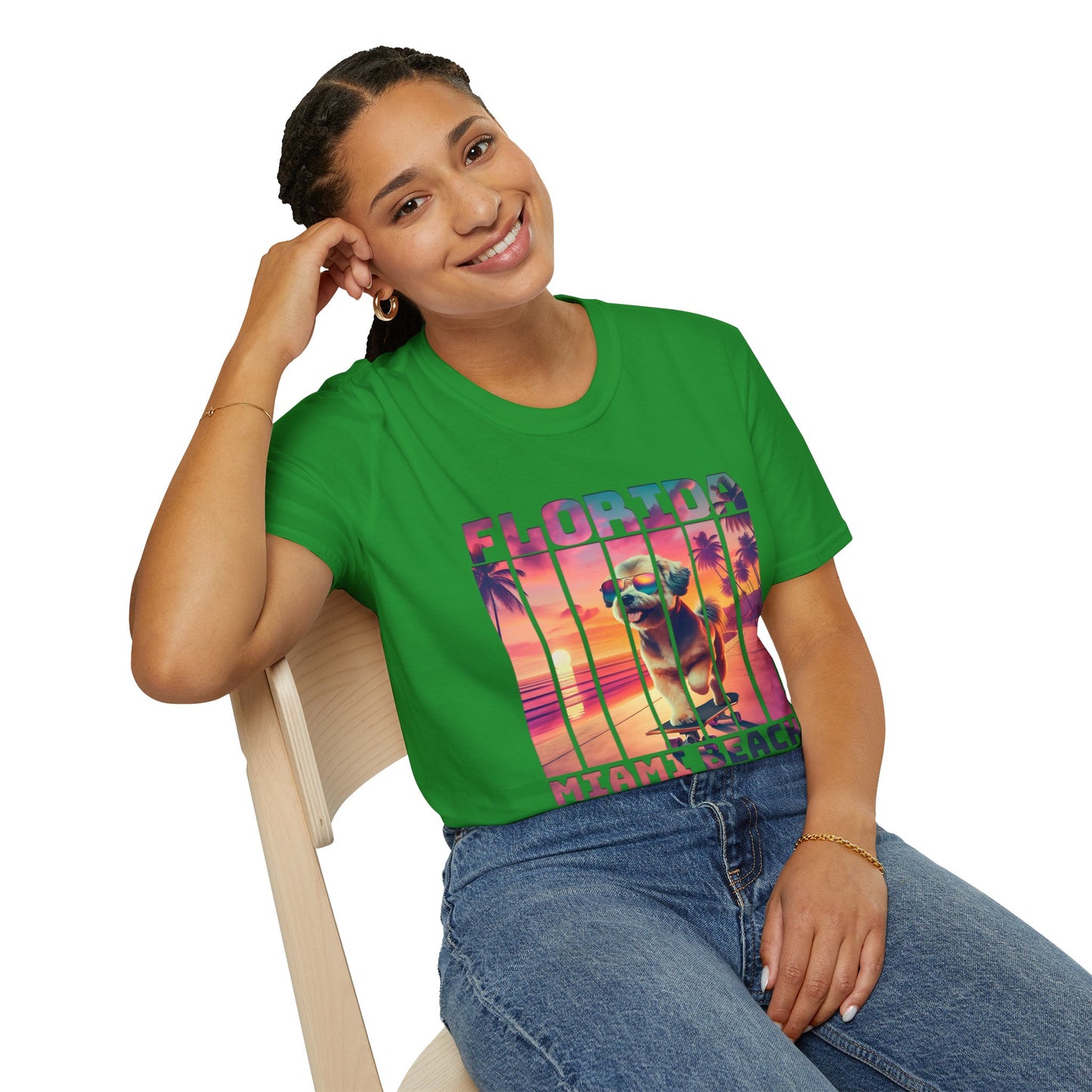 Florida Miami Beach Cool Summer Dog T-Shirt