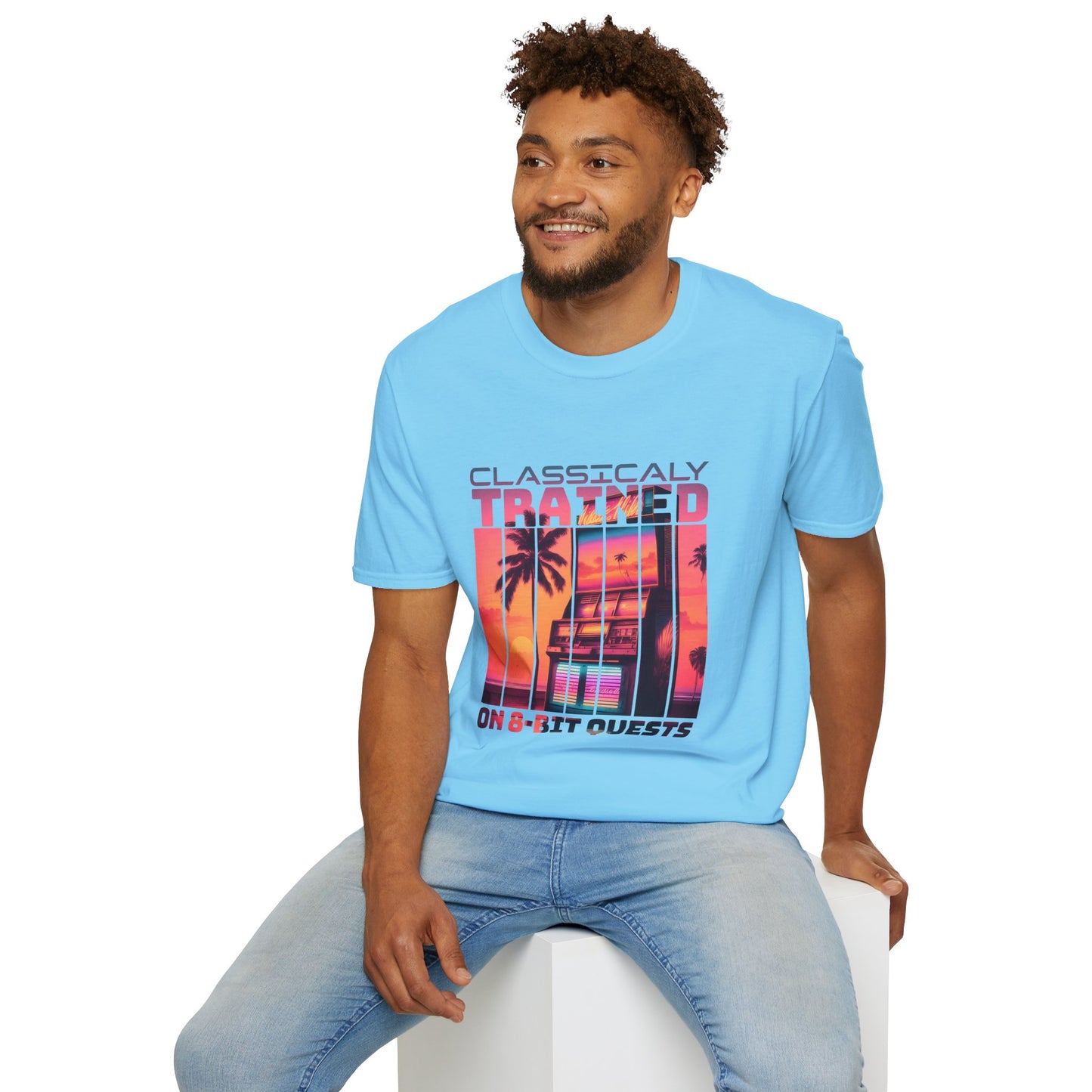 Synthwave Retro Classically Trained on 8-Bit Quests Arcade T-Shirt
