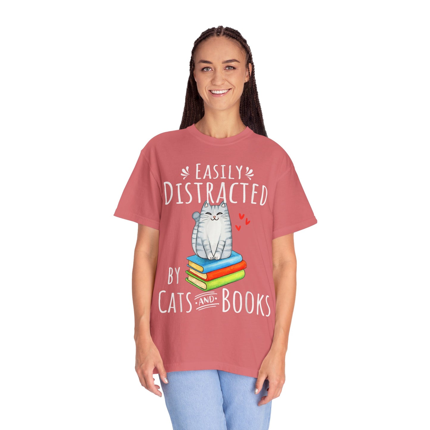 Easily Distracted by Books and Cats T-shirt