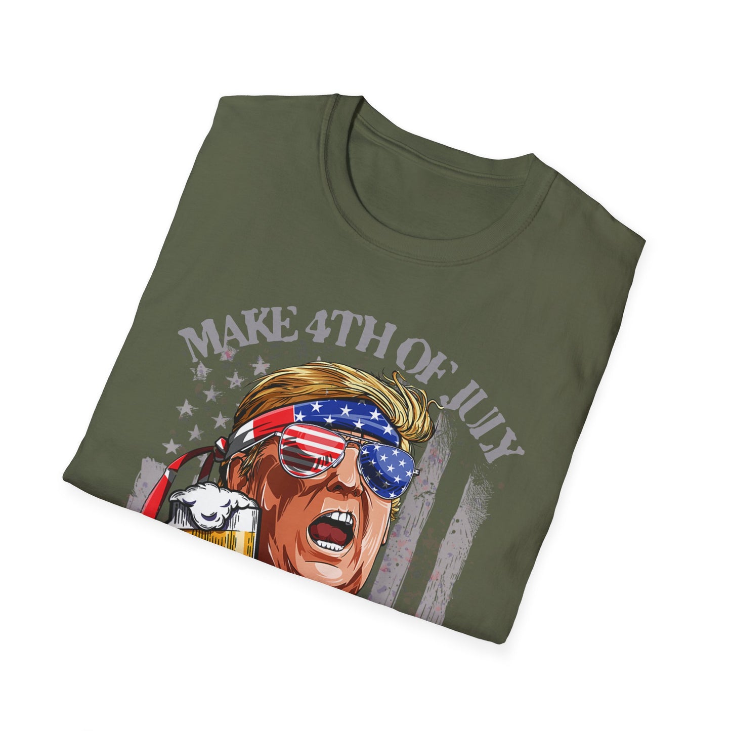 Make 4th of July Great Again Trump Beer Drinking T-Shirt