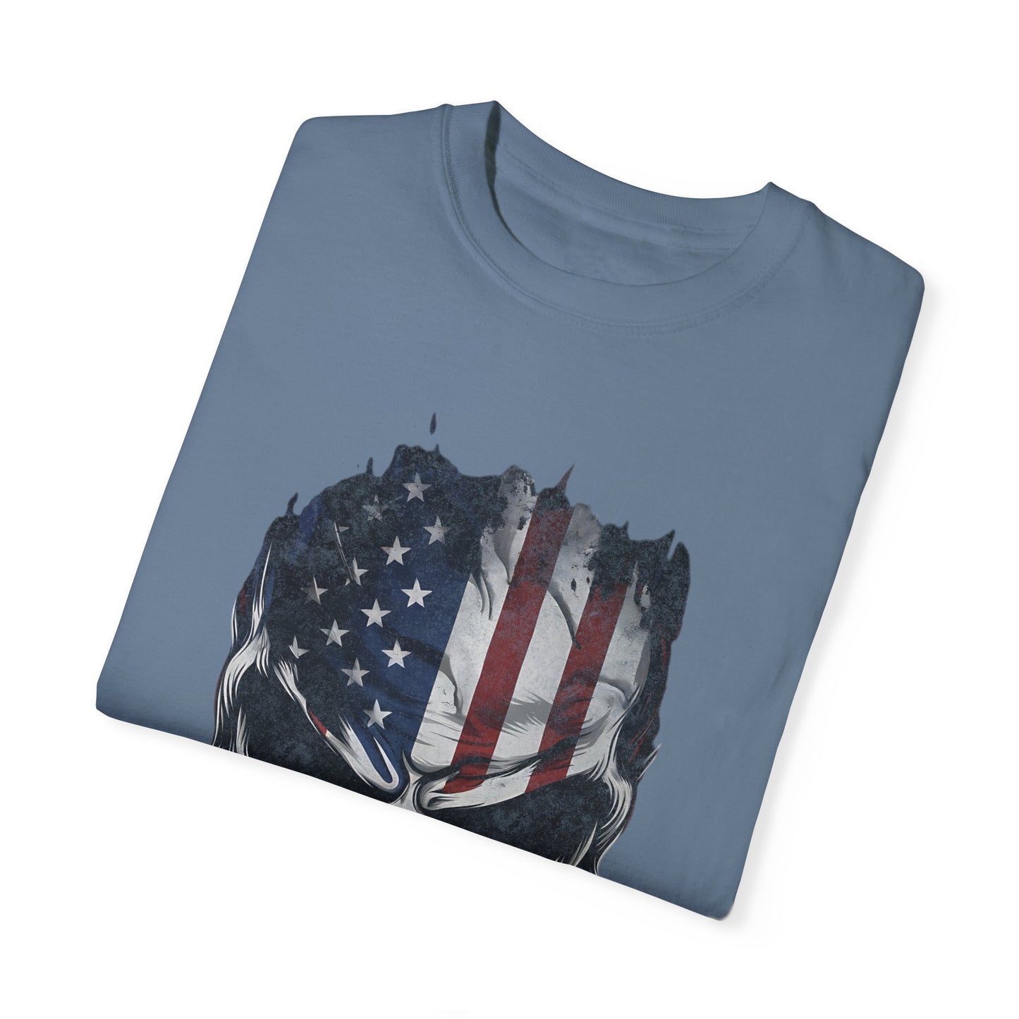 America Skull Face US Flag T-shirt