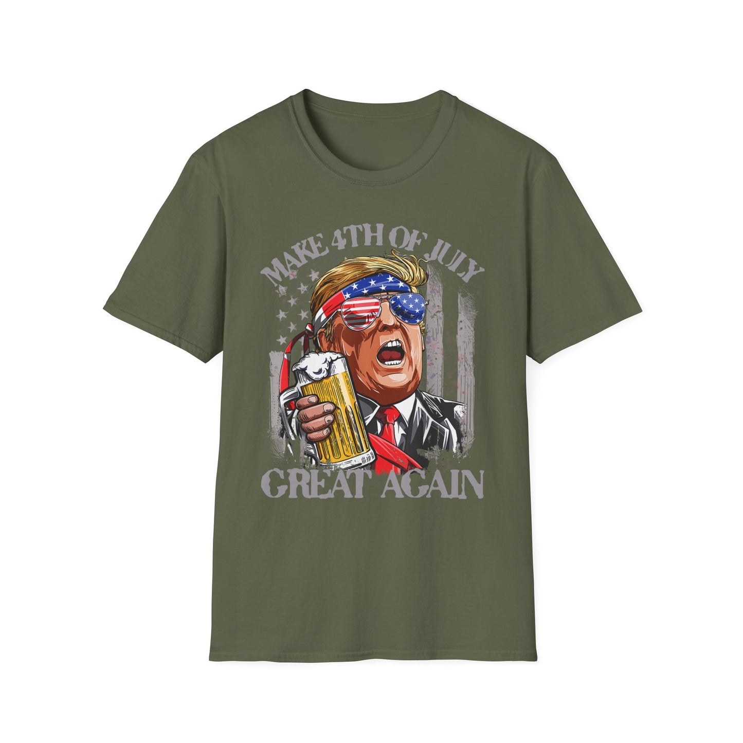 Make 4th of July Great Again Trump Beer Drinking T-Shirt