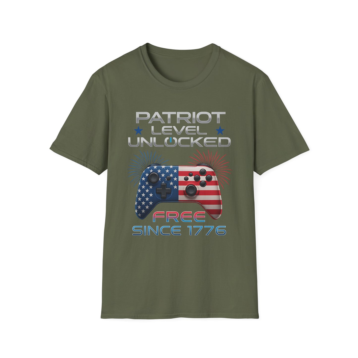 Gamer Level Unlocked Patriot 4th Of July Gaming T-Shirt
