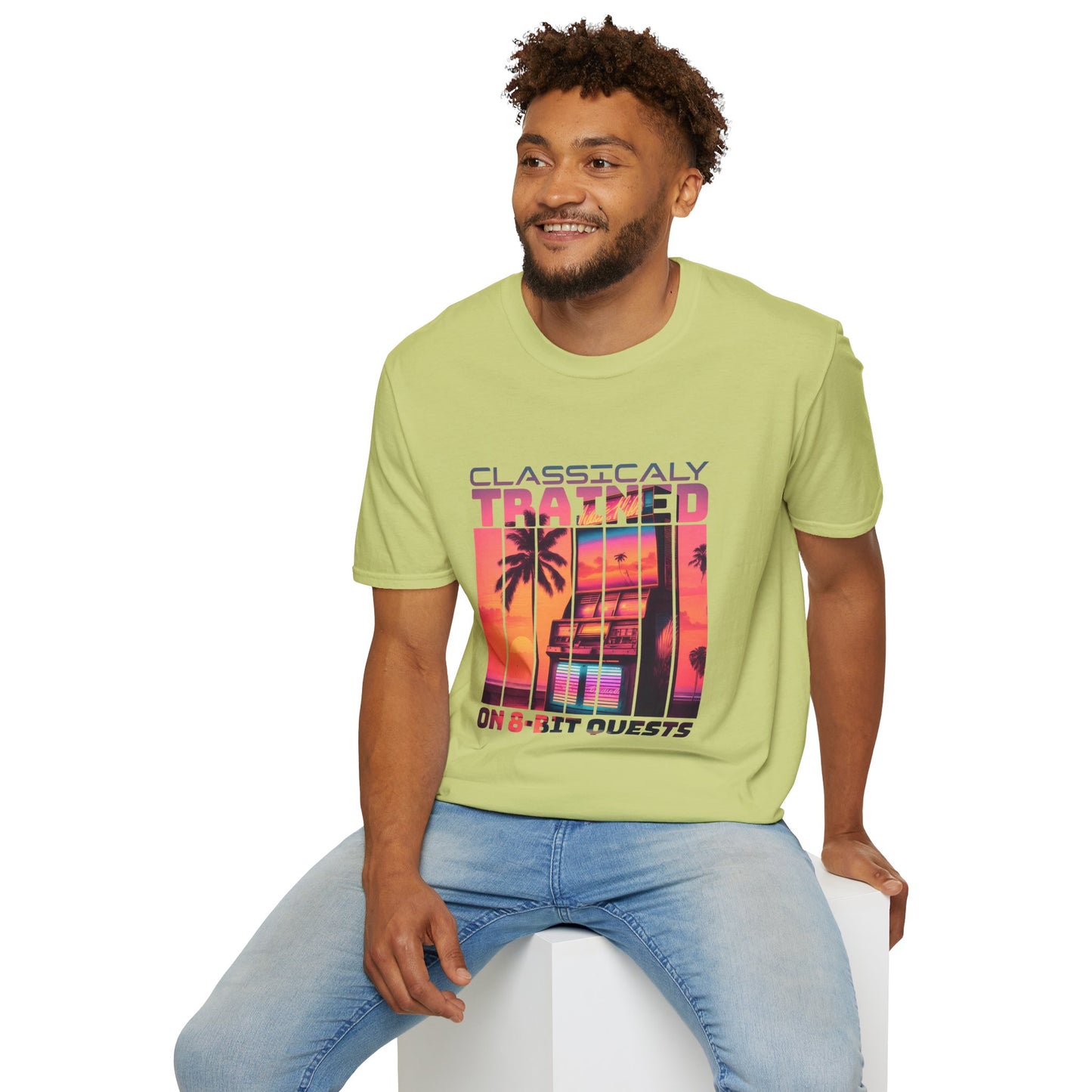 Synthwave Retro Classically Trained on 8-Bit Quests Arcade T-Shirt