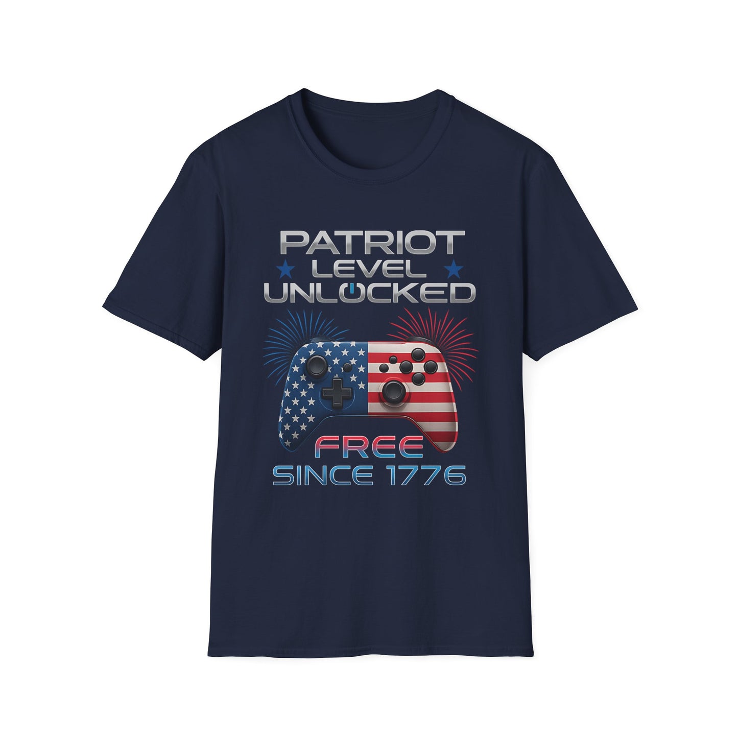 Gamer Level Unlocked Patriot 4th Of July Gaming T-Shirt