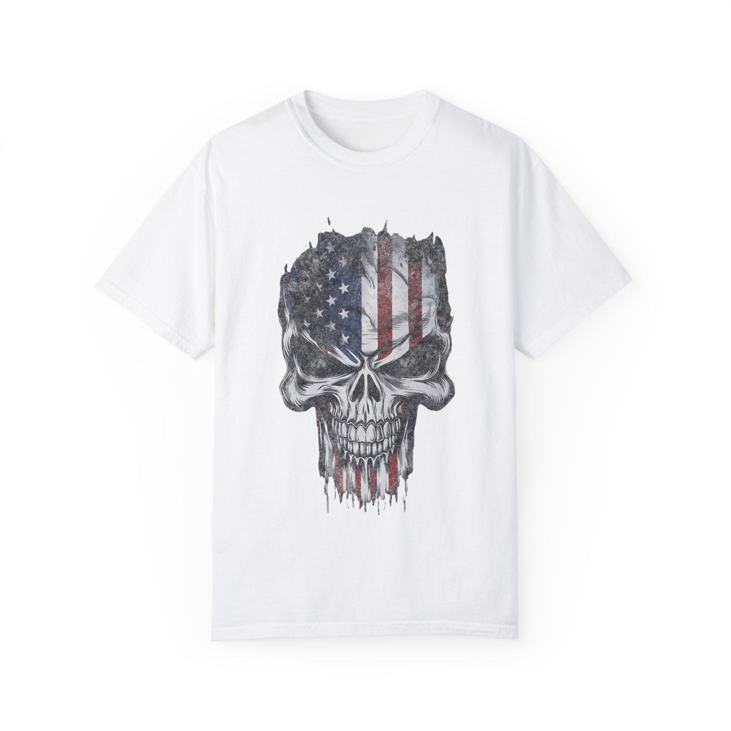 America Skull Face US Flag T-shirt