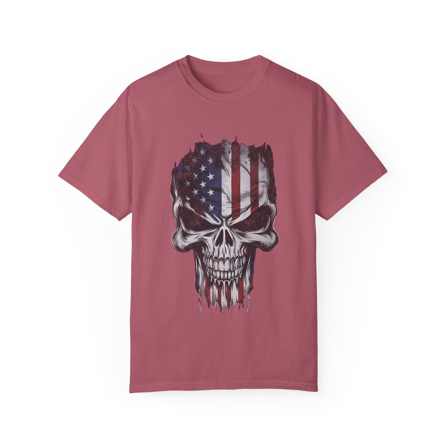 America Skull Face US Flag T-shirt