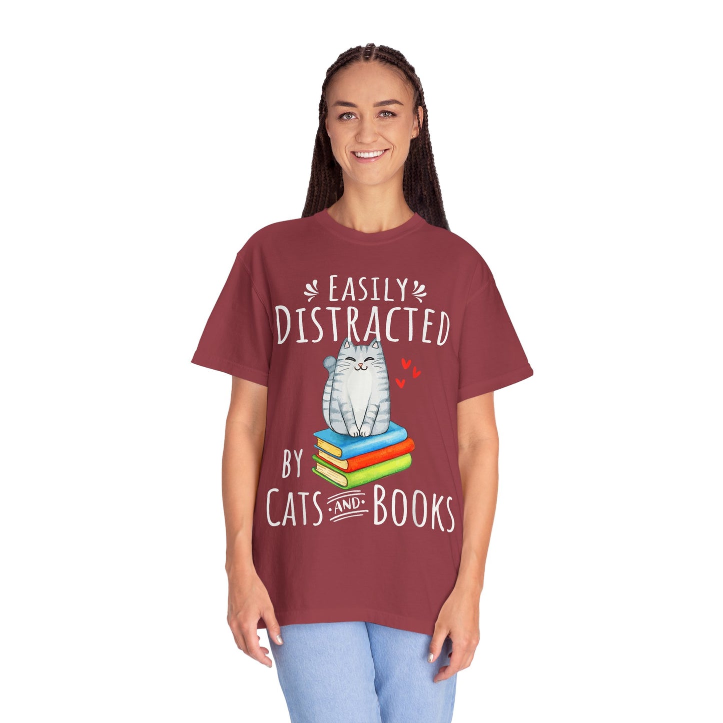 Easily Distracted by Books and Cats T-shirt