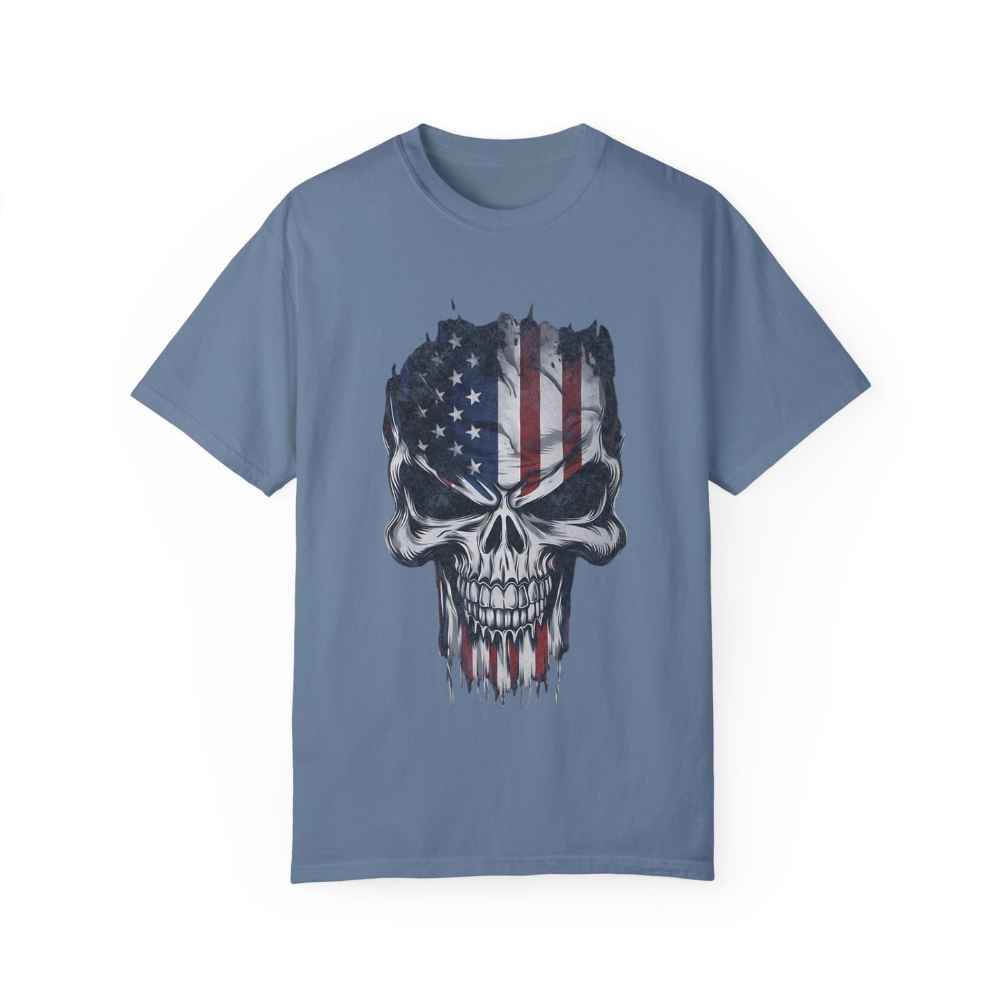 America Skull Face US Flag T-shirt