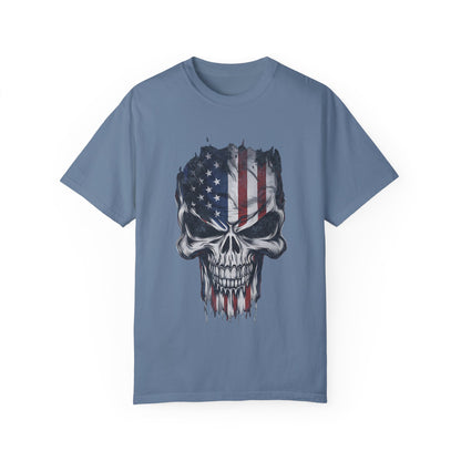 America Skull Face US Flag T-shirt