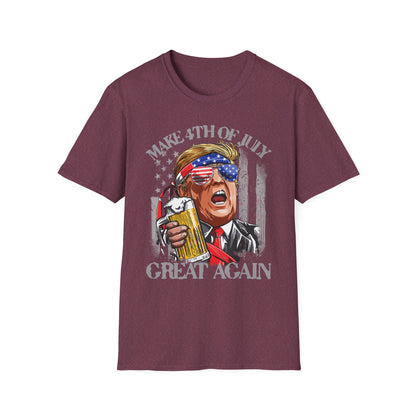 Make 4th of July Great Again Trump Beer Drinking T-Shirt