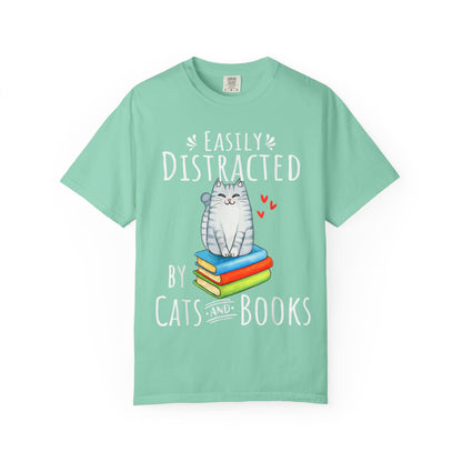 Easily Distracted by Books and Cats T-shirt