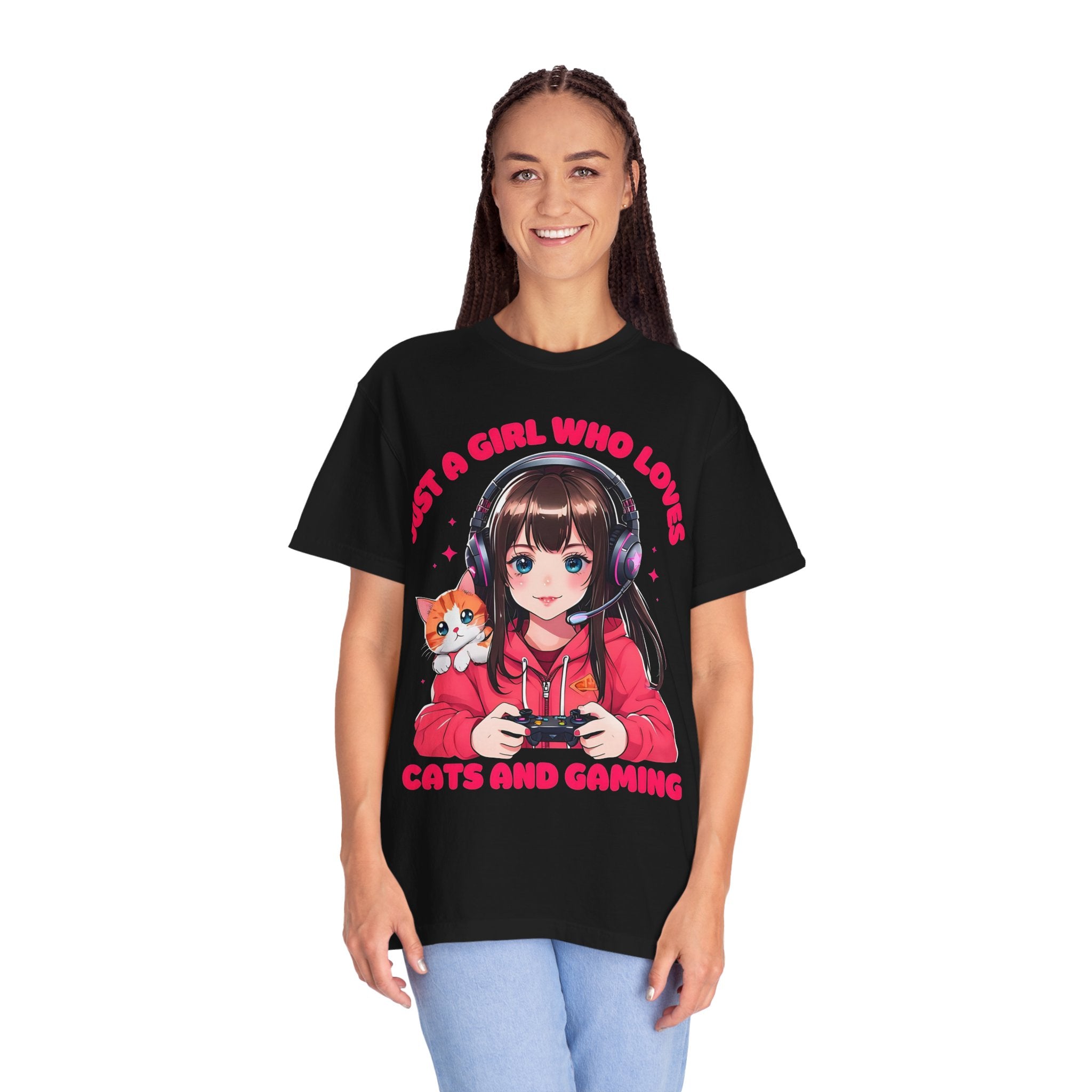 Just A Girl Who Loves Cats and Gaming T-shirt