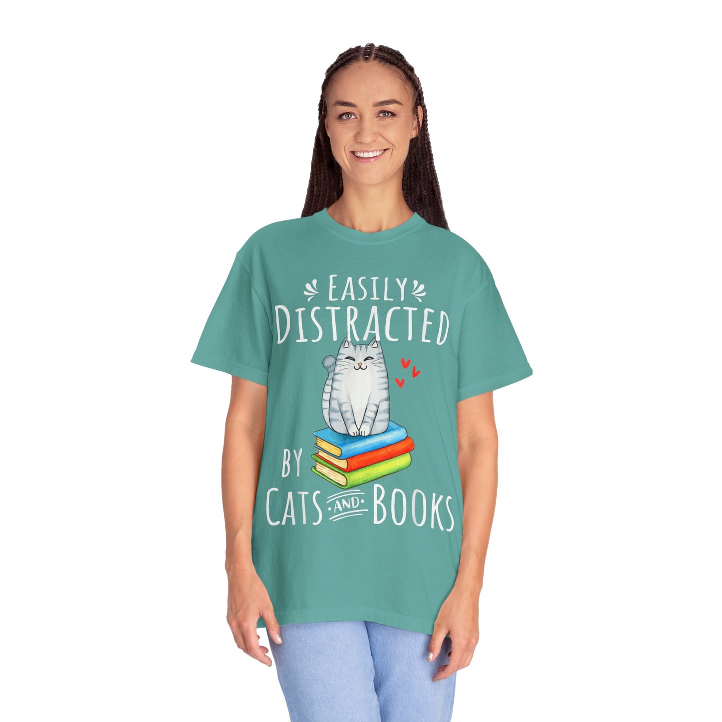 Easily Distracted by Books and Cats T-shirt