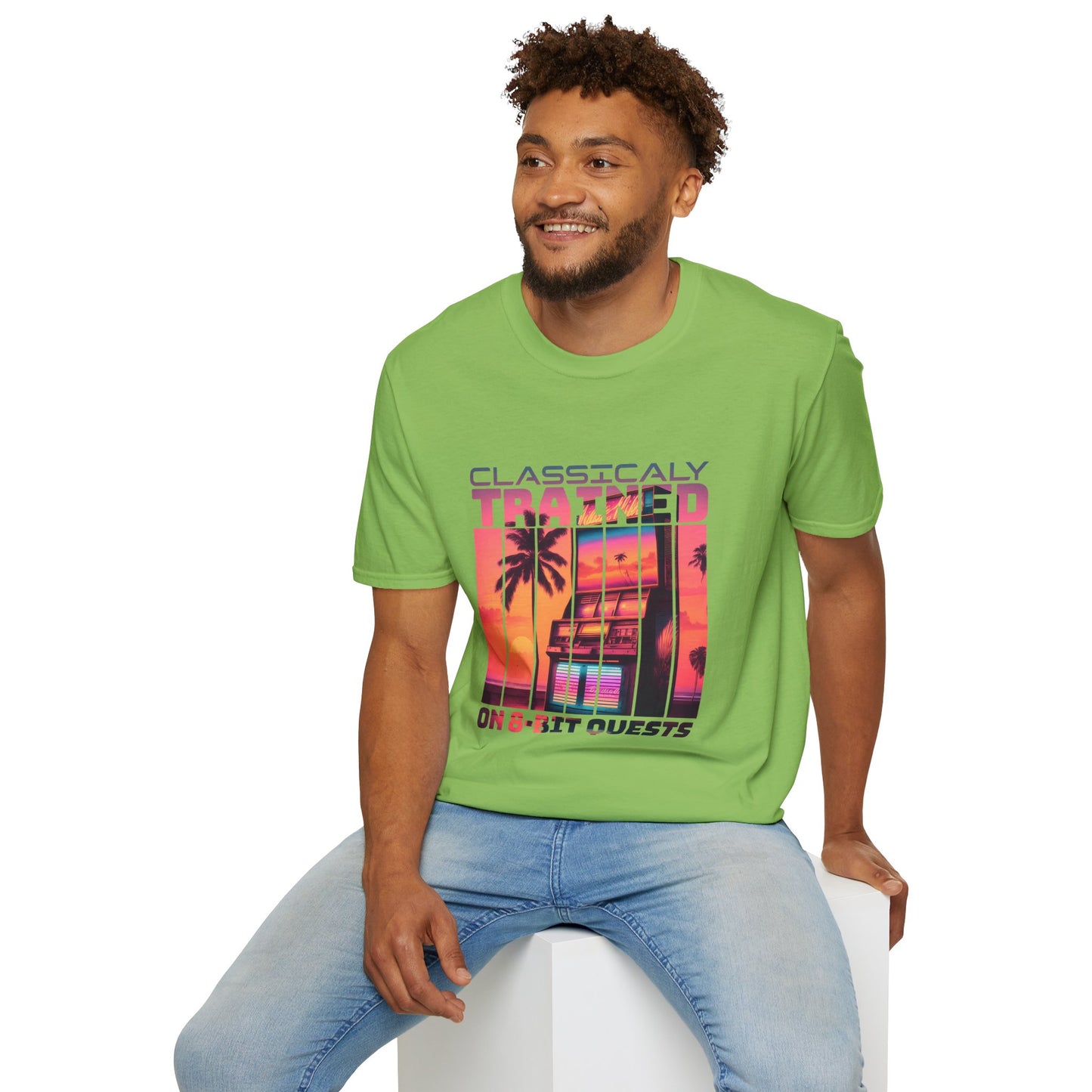 Synthwave Retro Classically Trained on 8-Bit Quests Arcade T-Shirt
