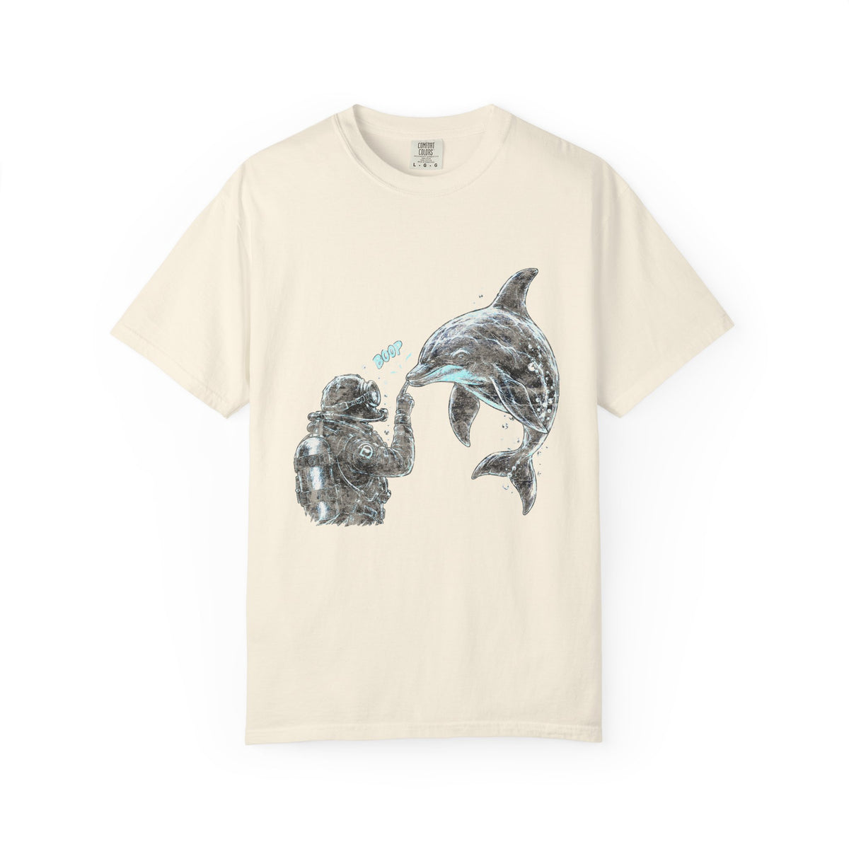 Scuba Diver Dolphin Shirt, Vintage Ocean Graphic Tee, Deep Sea Diver Gift, Cute Marine Life Apparel, Scuba Diving Lover Top | Comfort Col...