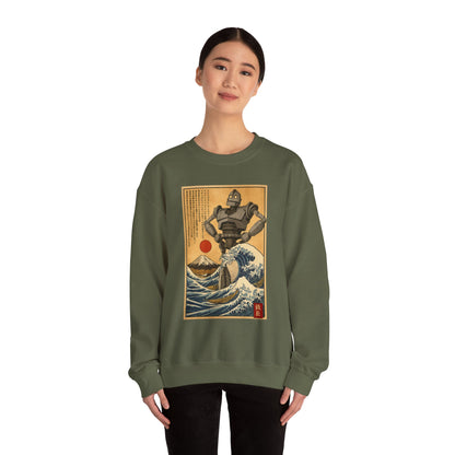 Mecha Shadows Over Fuji Retro Anime Sweatshirt
