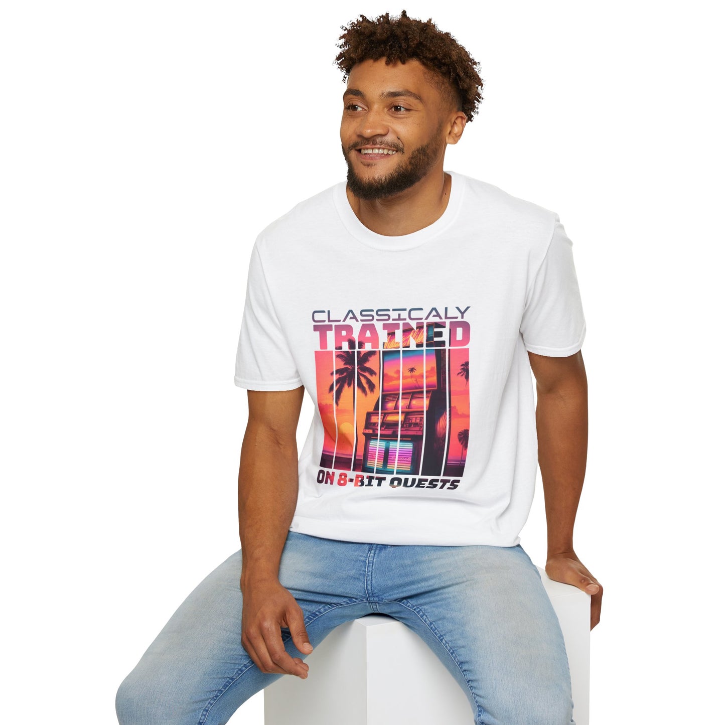 Synthwave Retro Classically Trained on 8-Bit Quests Arcade T-Shirt