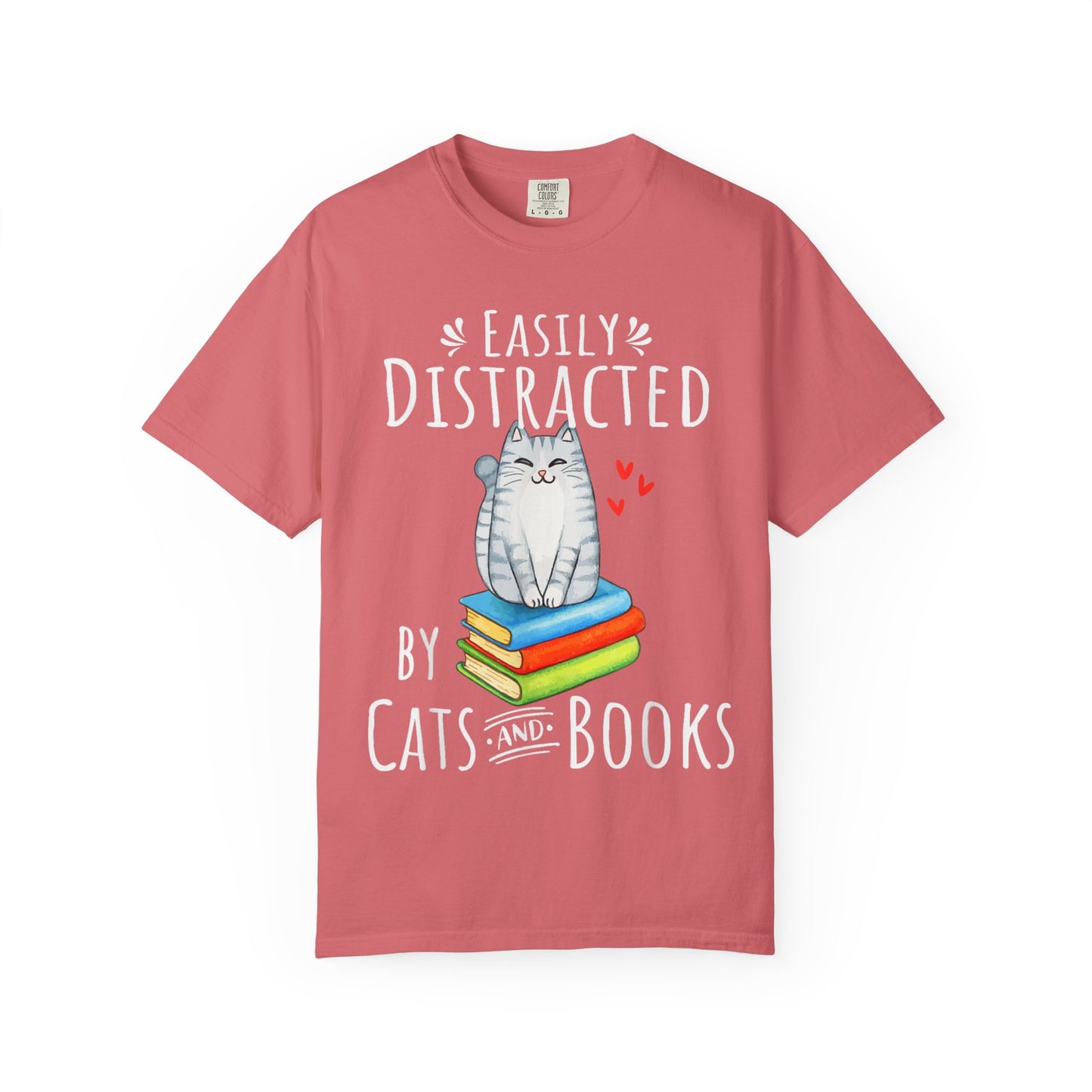 Easily Distracted by Books and Cats T-shirt