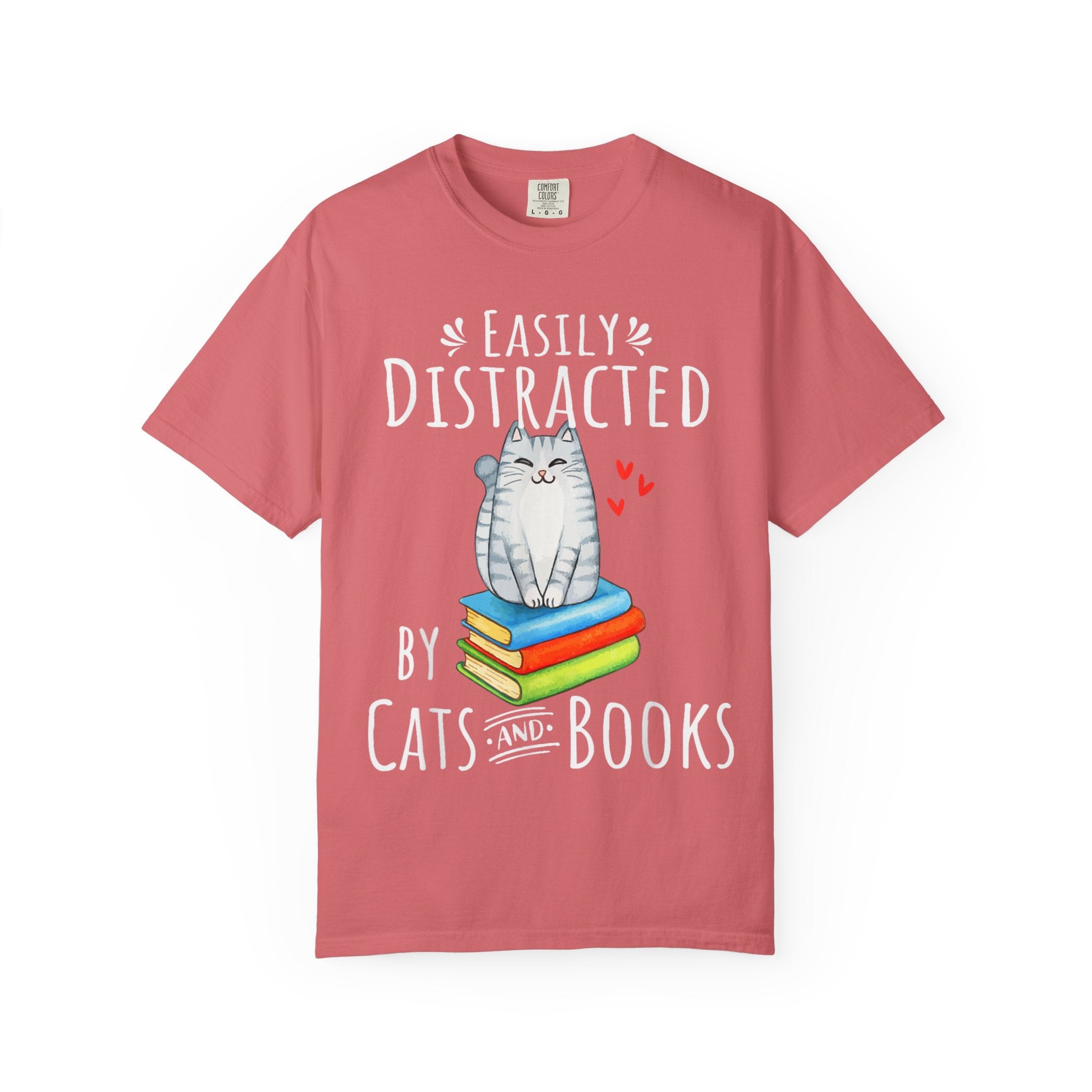 Easily Distracted by Books and Cats T-shirt
