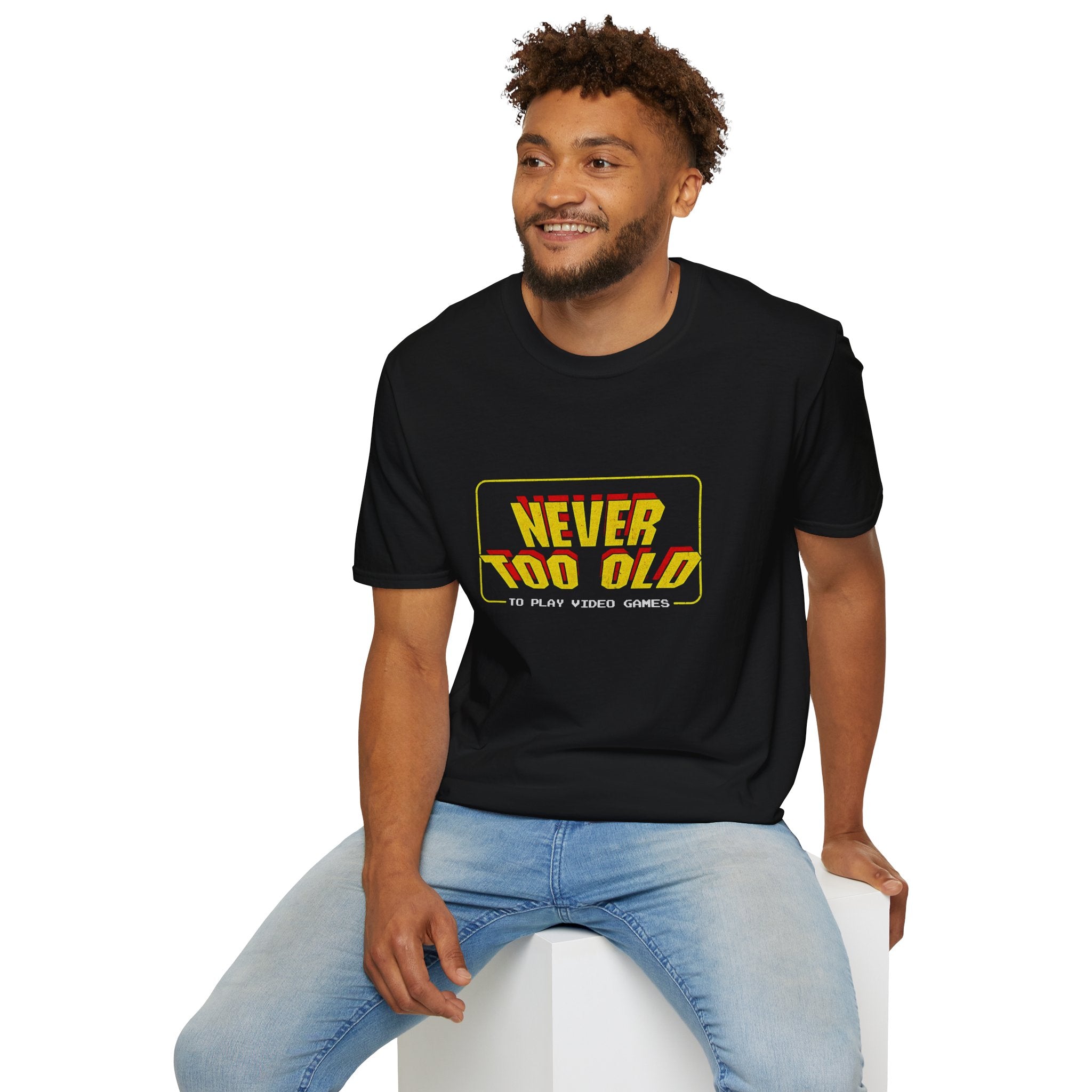 Never Too Old to Play Video Games Funny Retro Gamer T-Shirt