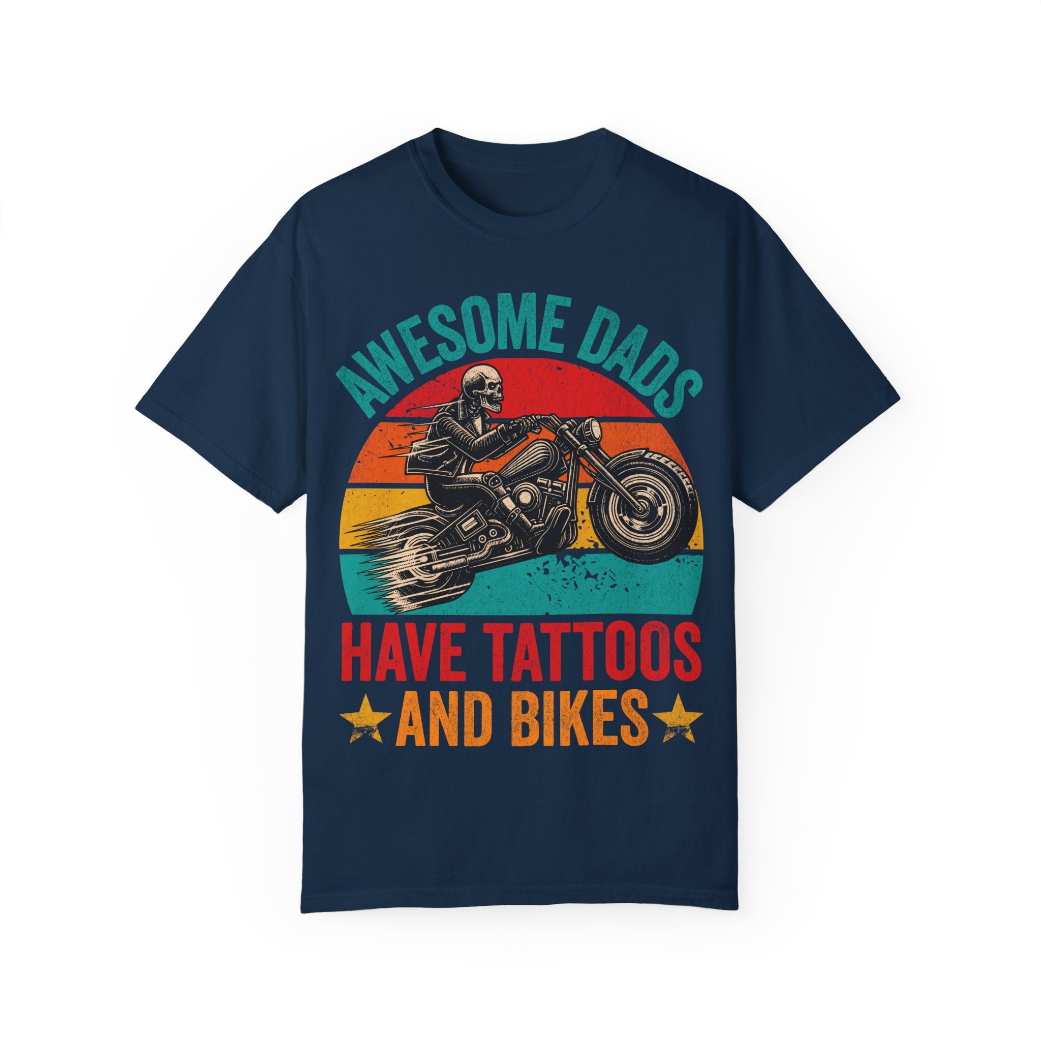 Awesome Dads Have Tattoos and Bikes – Father’s Day Biker T-shirt