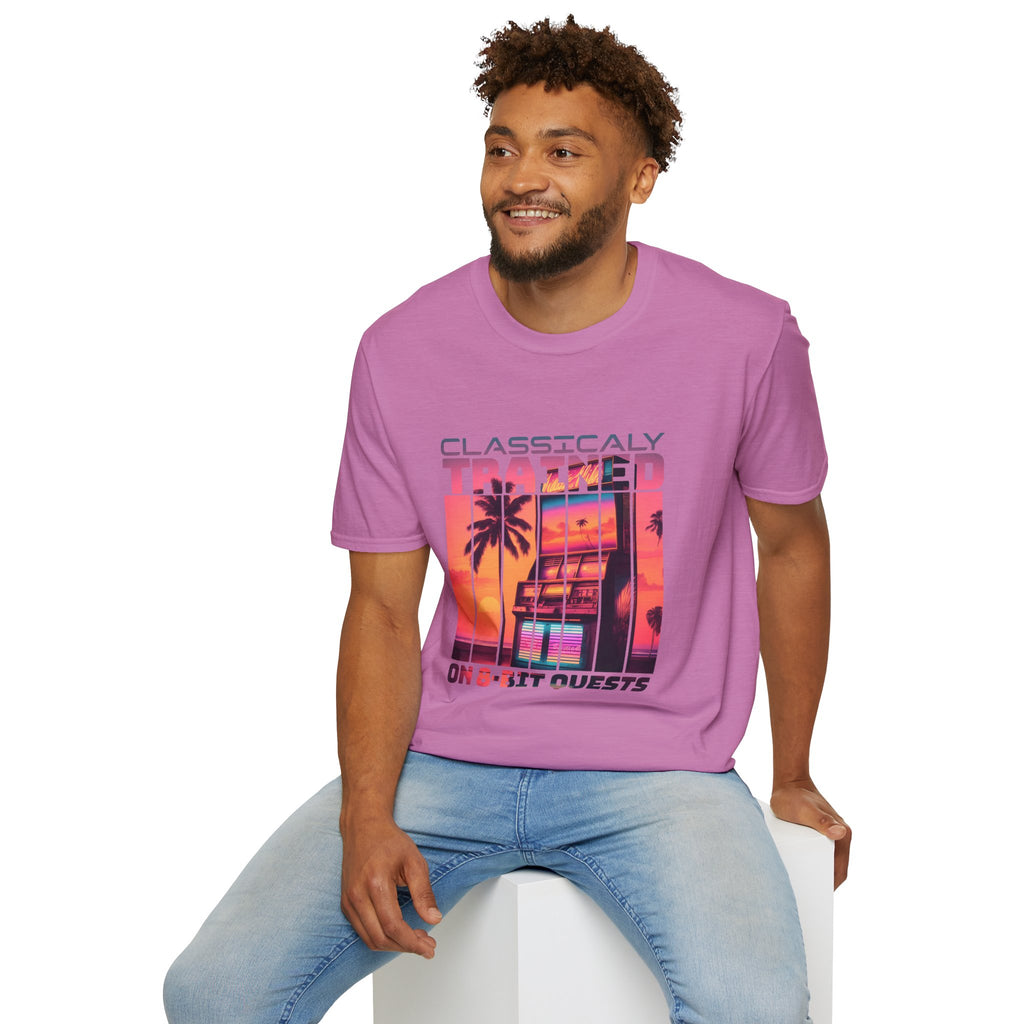 Synthwave Retro Classically Trained on 8-Bit Quests Arcade T-Shirt