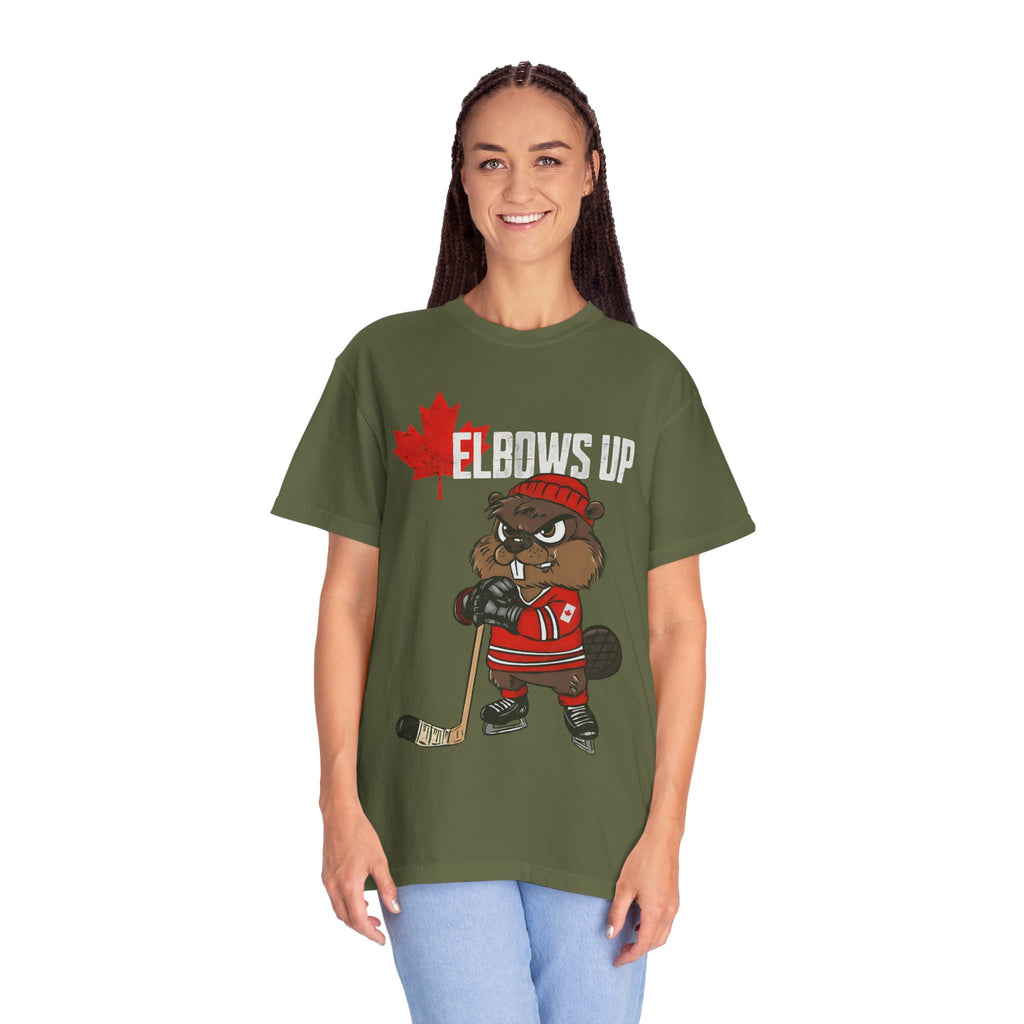 Elbows Up Canada Beaver Hockey Player T-shirt