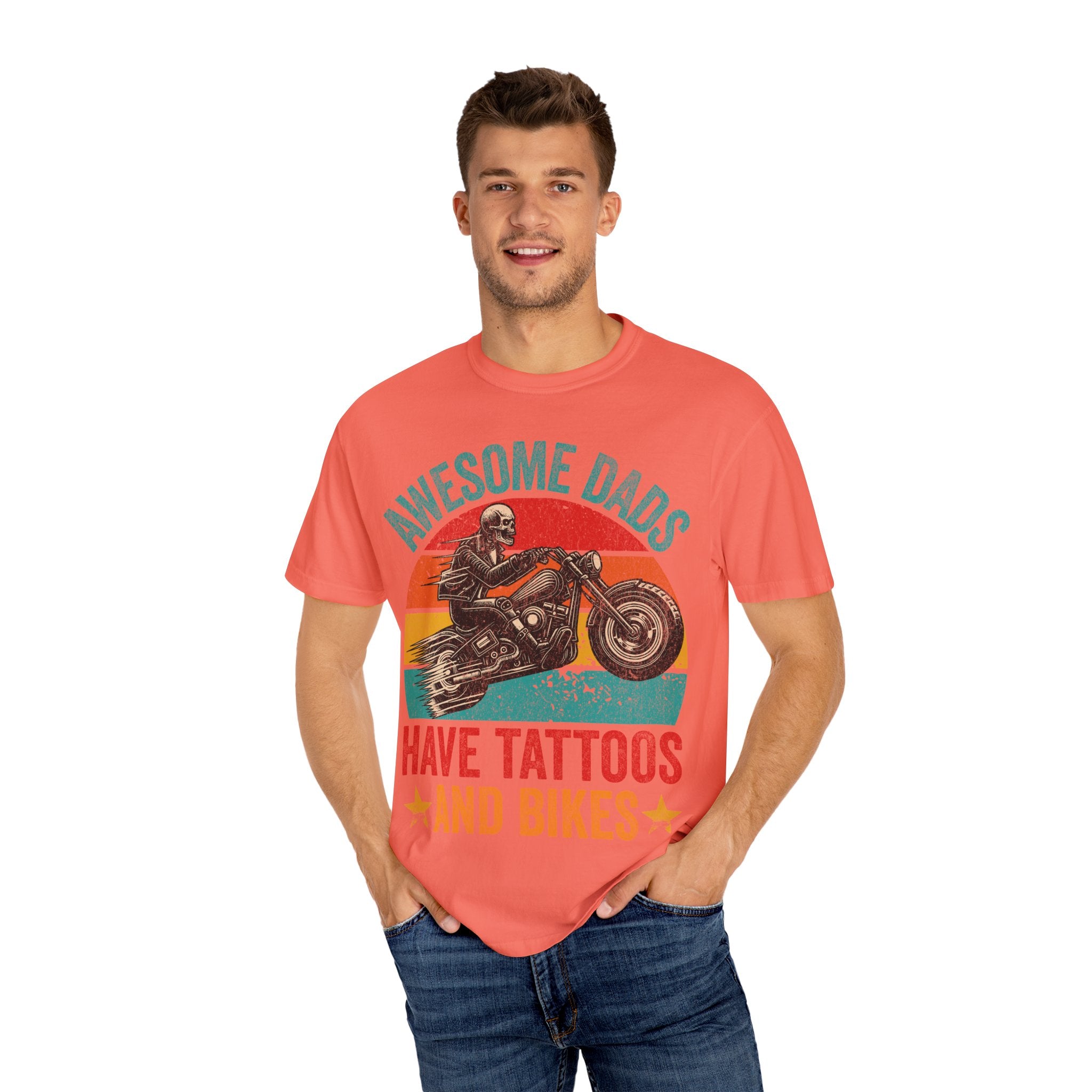 Awesome Dads Have Tattoos and Bikes – Father’s Day Biker T-shirt