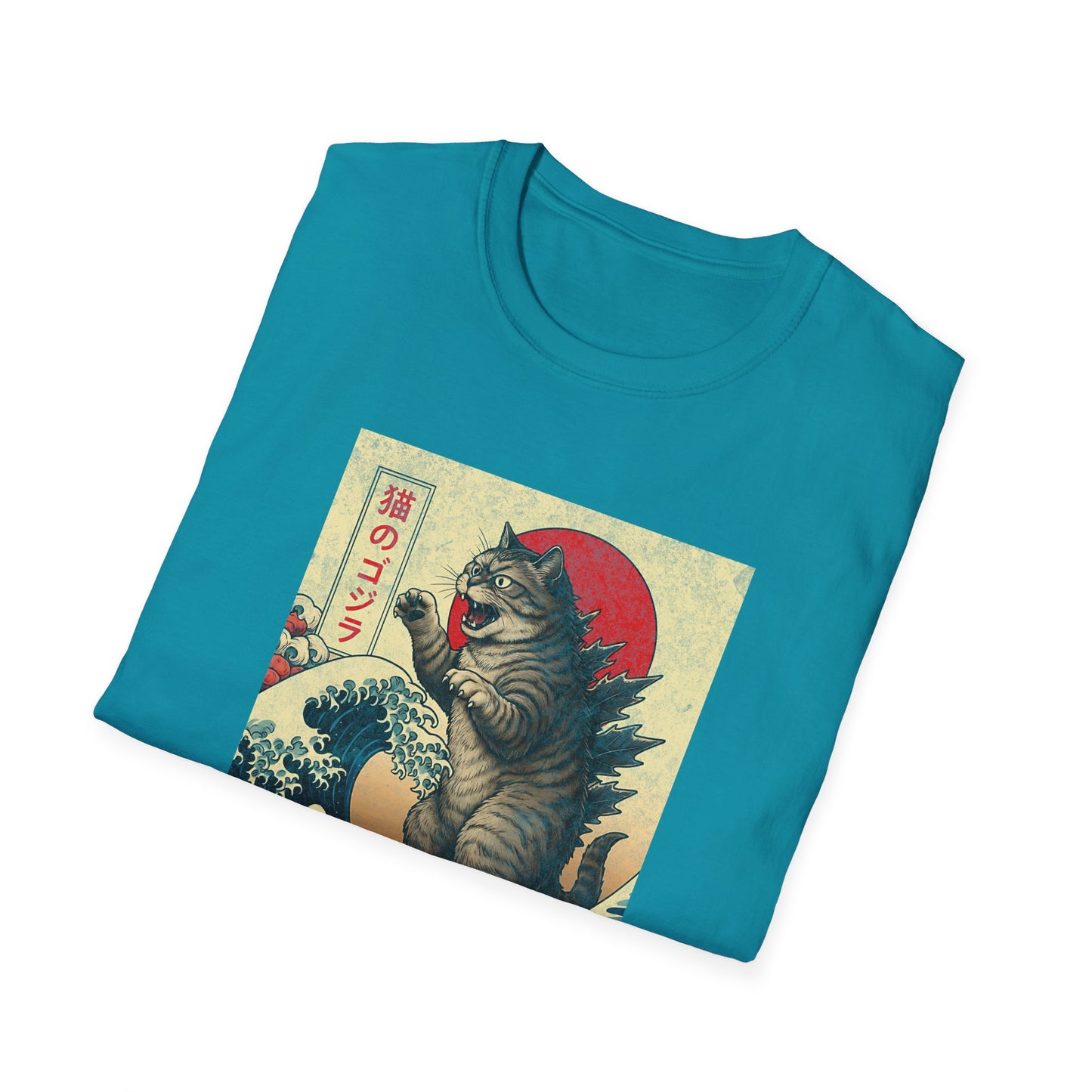 Japan Wave Landscape Catzilla Kaiju T-Shirt