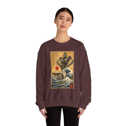 Mecha Shadows Over Fuji Retro Anime Sweatshirt