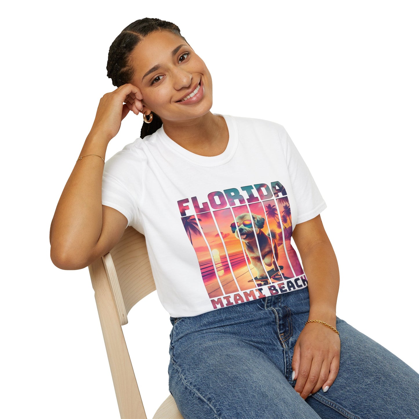Florida Miami Beach Cool Summer Dog T-Shirt
