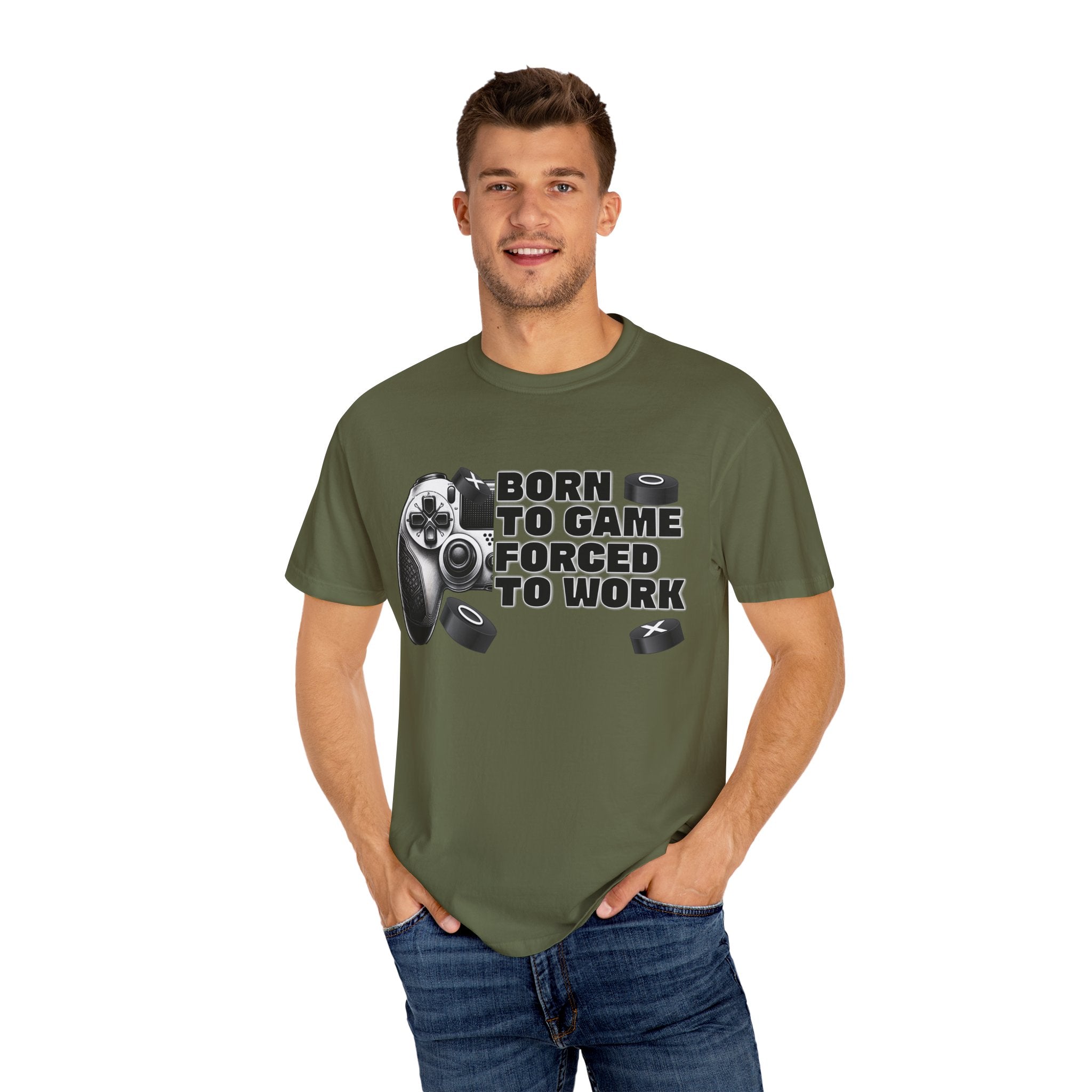 Born To Game, Forced To Work Funny Gamer T-Shirt