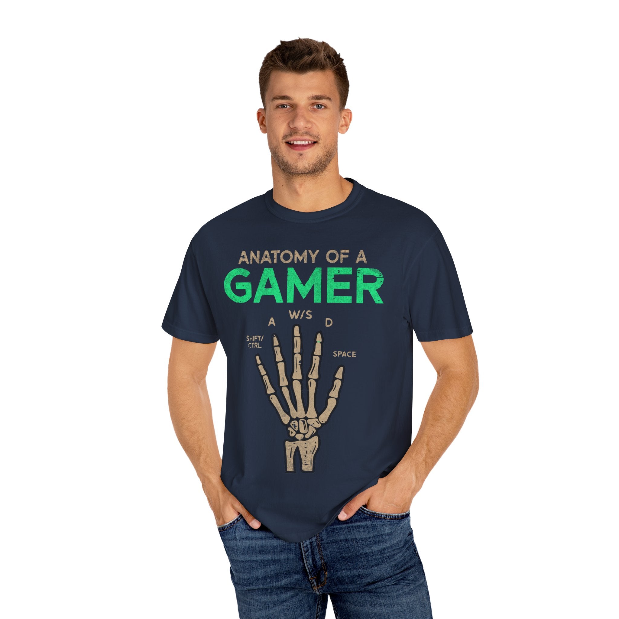 Anatomy of a Gamer – Skeleton Hand with Keyboard Gaming T-shirt