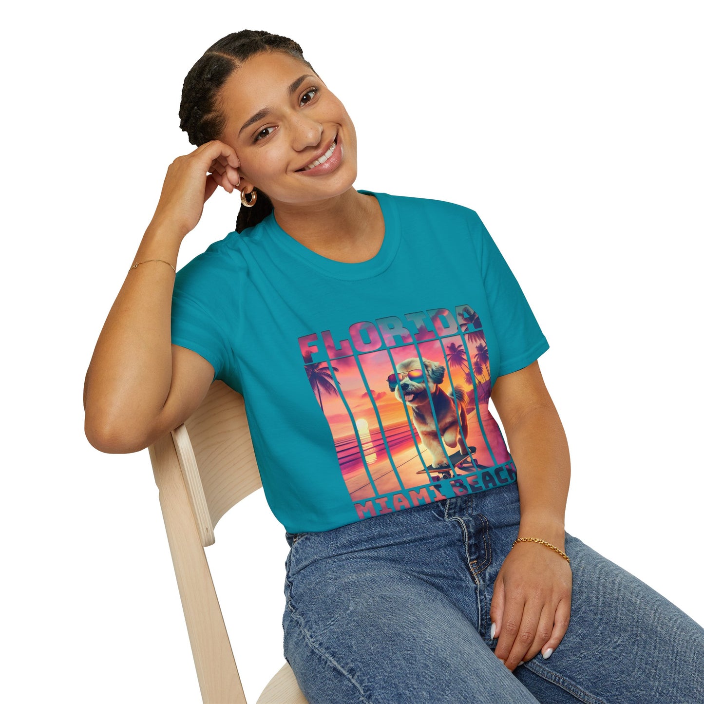 Florida Miami Beach Cool Summer Dog T-Shirt