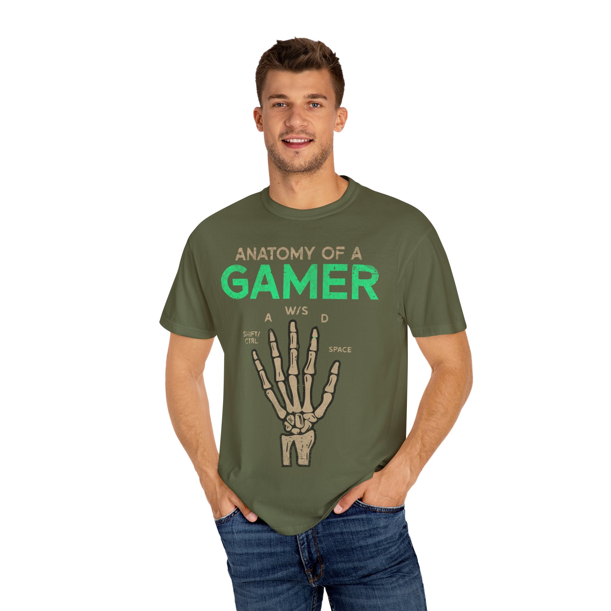 Anatomy of a Gamer – Skeleton Hand with Keyboard Gaming T-shirt