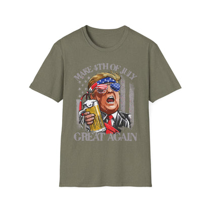 Make 4th of July Great Again Trump Beer Drinking T-Shirt