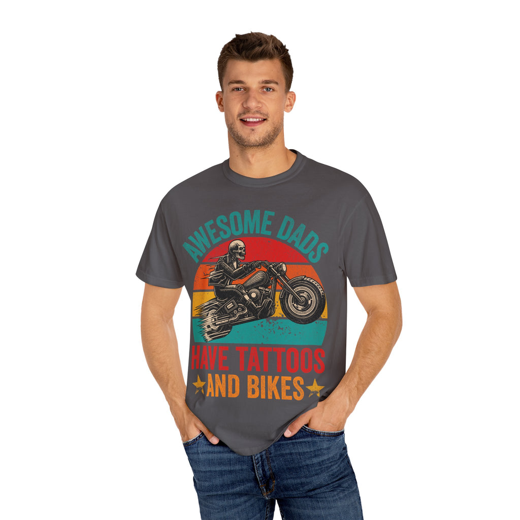 Awesome Dads Have Tattoos and Bikes – Father’s Day Biker T-shirt