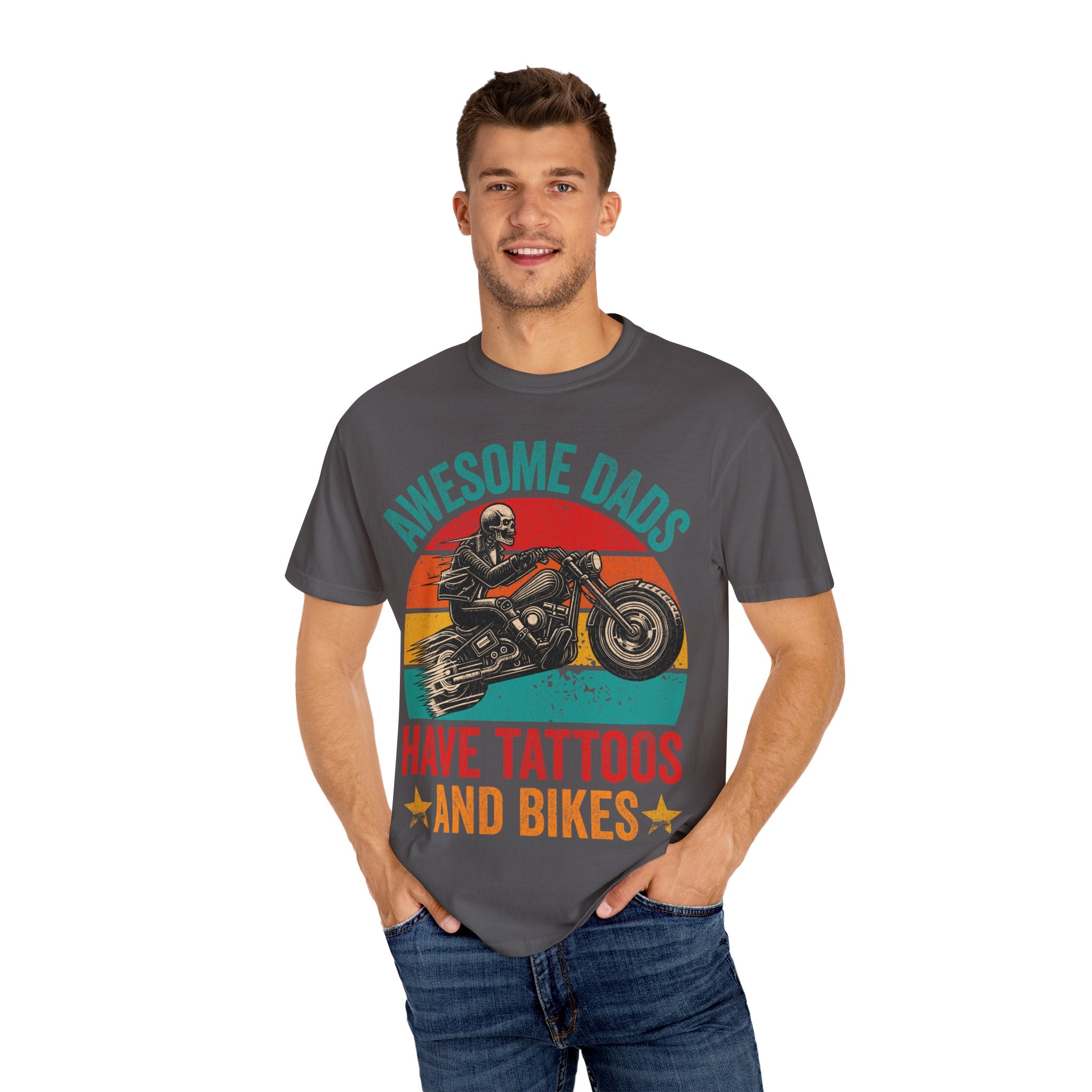 Awesome Dads Have Tattoos and Bikes – Father’s Day Biker T-shirt