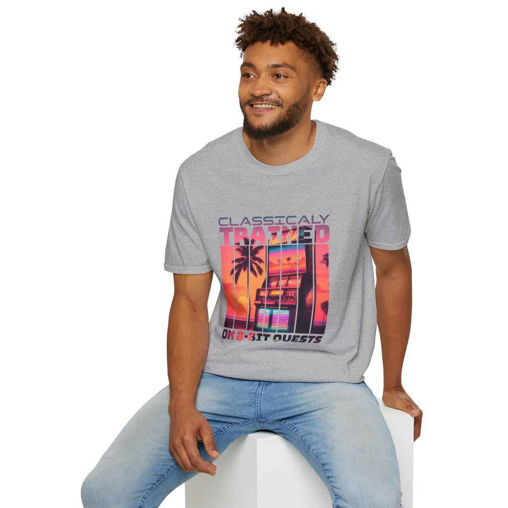 Synthwave Retro Classically Trained on 8-Bit Quests Arcade T-Shirt