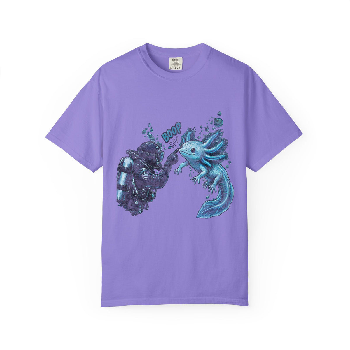Axolotl Scuba Diving Shirt, Cute Amphibian Tee, Ocean Diver Gift, Scuba Diving Apparel, Water Animal Top | Comfort Colors® T-Shirt