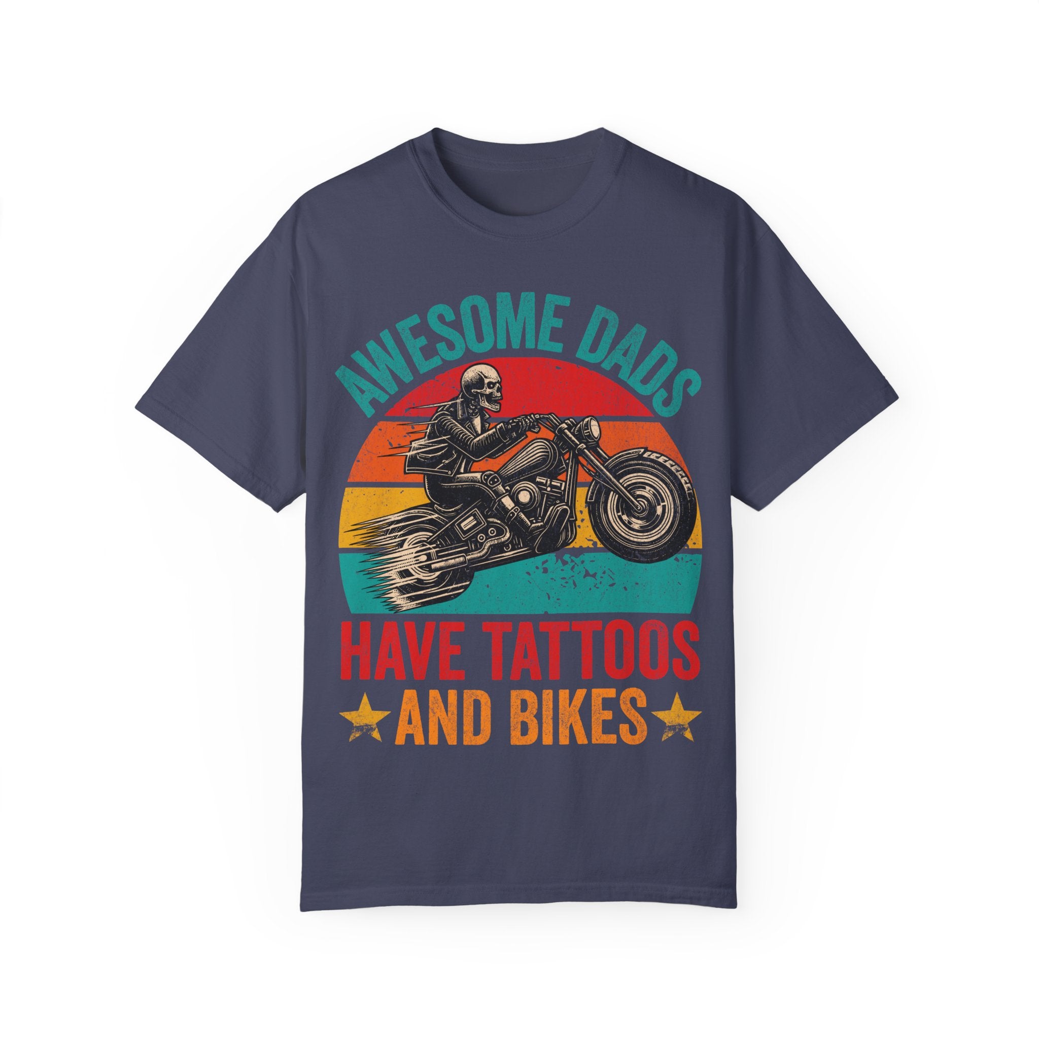 Awesome Dads Have Tattoos and Bikes – Father’s Day Biker T-shirt