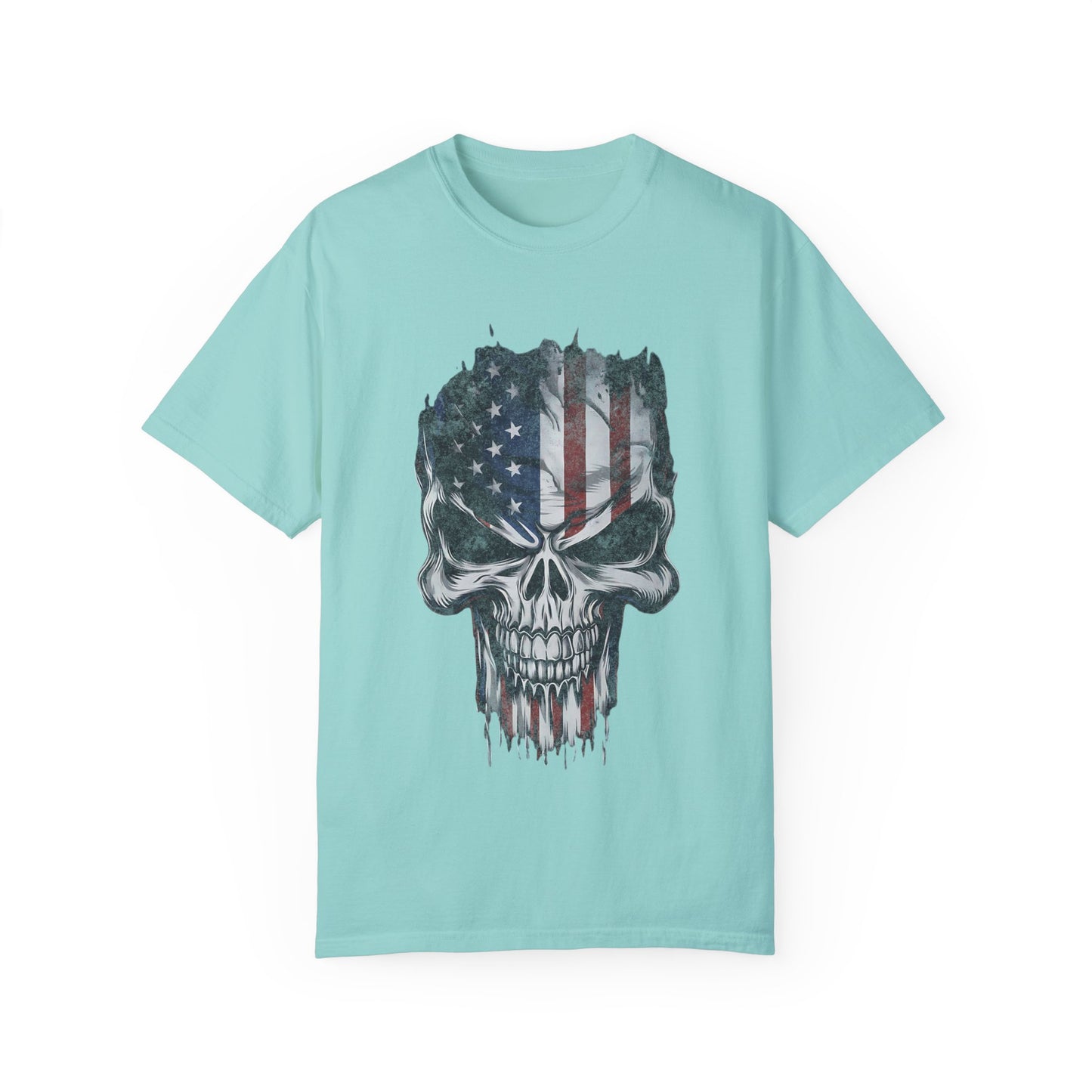 America Skull Face US Flag T-shirt
