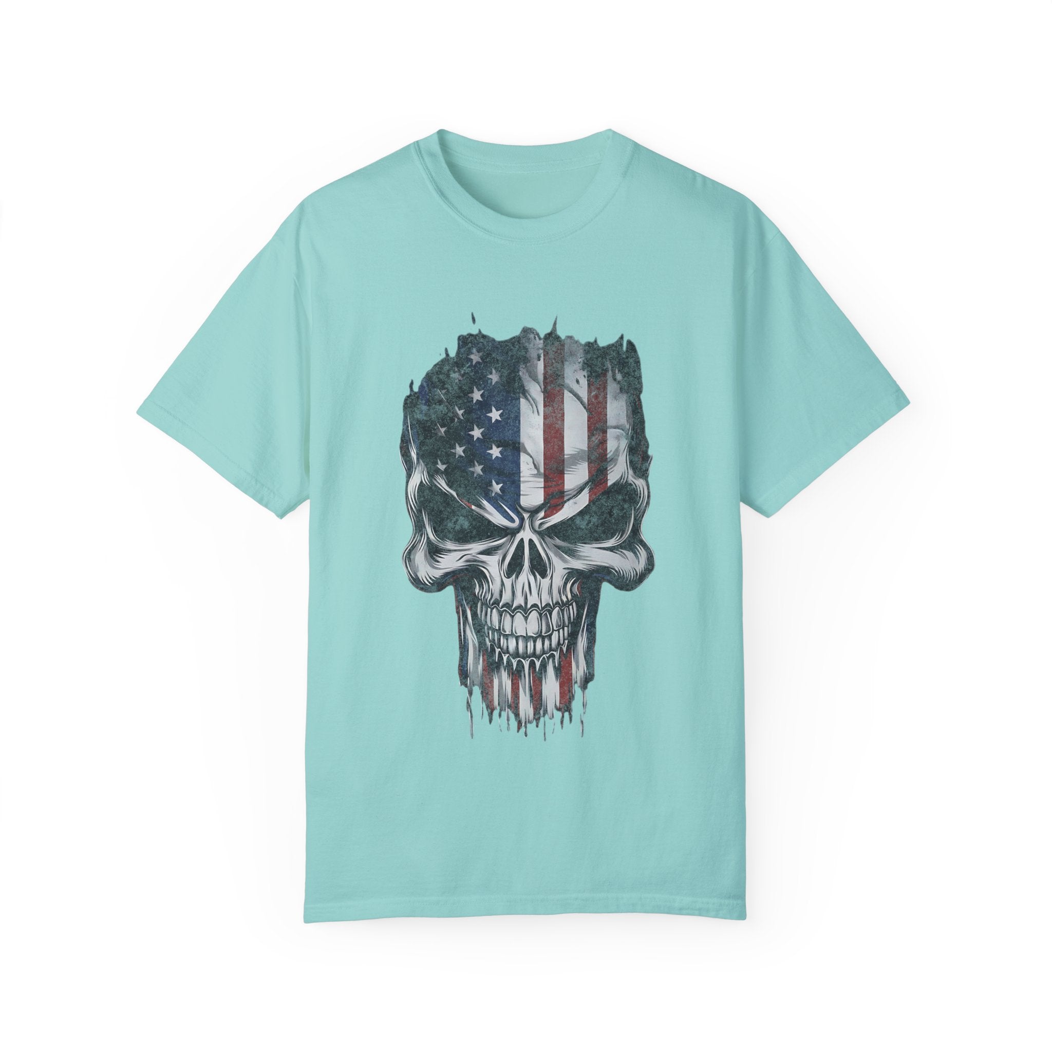 America Skull Face US Flag T-shirt