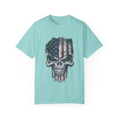 America Skull Face US Flag T-shirt