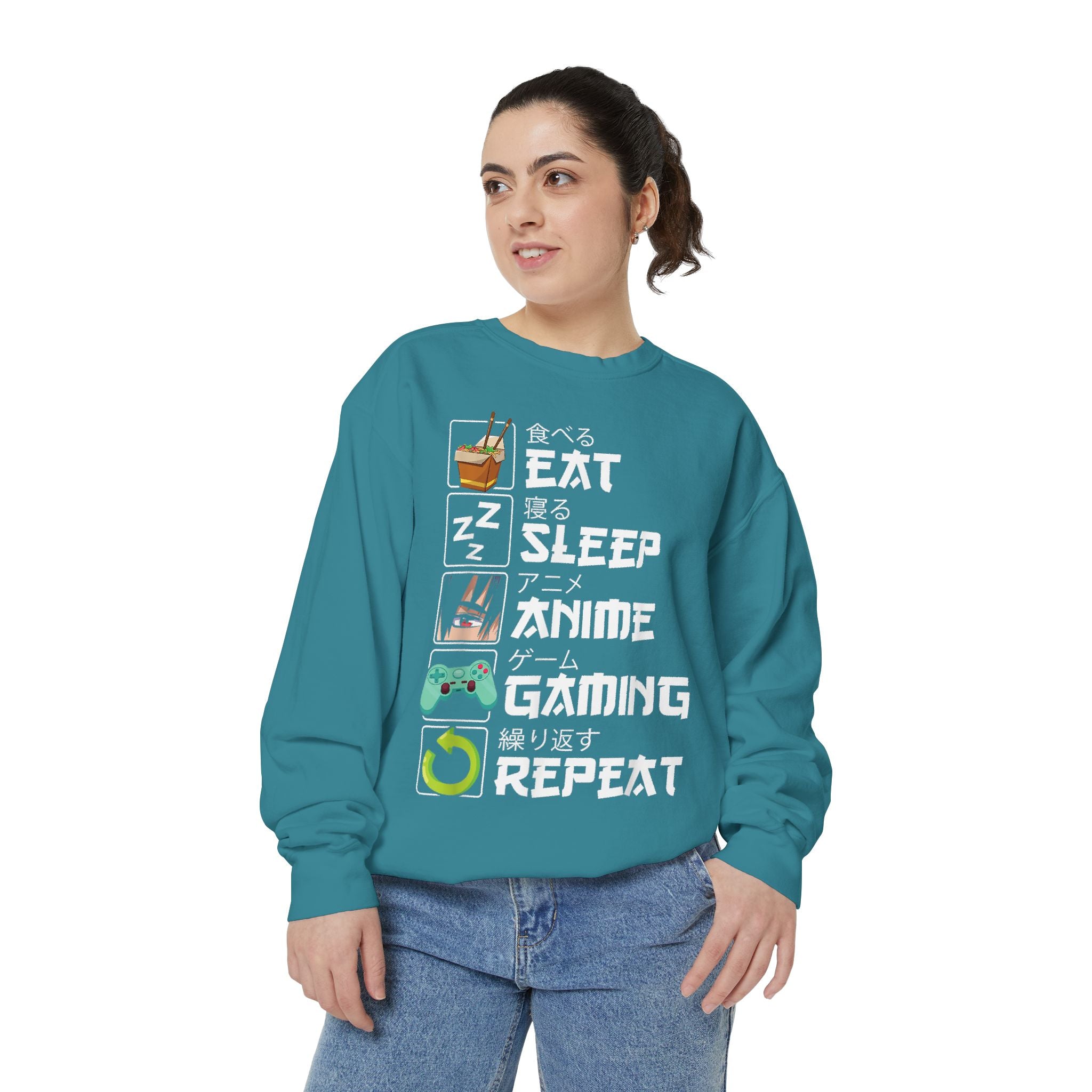 Anime Eat Sleep Anime Gaming Repeat – Funny Anime Gamer Sweatshirt