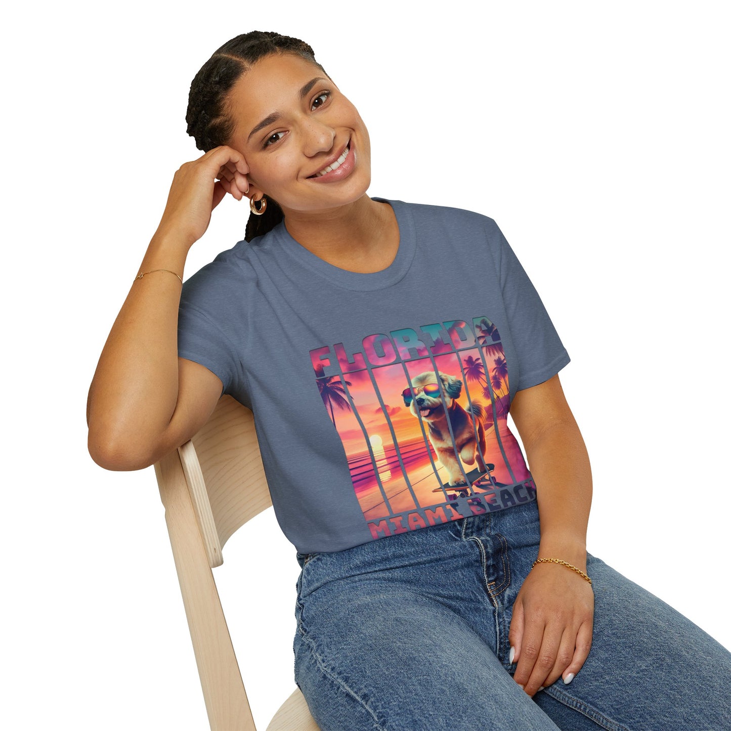 Florida Miami Beach Cool Summer Dog T-Shirt