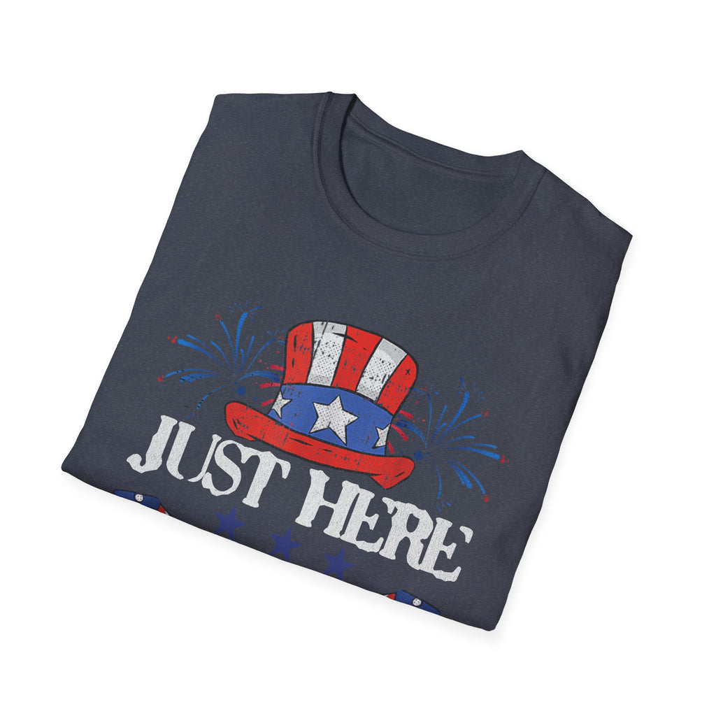 Just Here to Bang 4th of July Adult T-Shirt